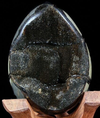 Septarian Dragon Egg Geode - Black Calcite Crystals #33989